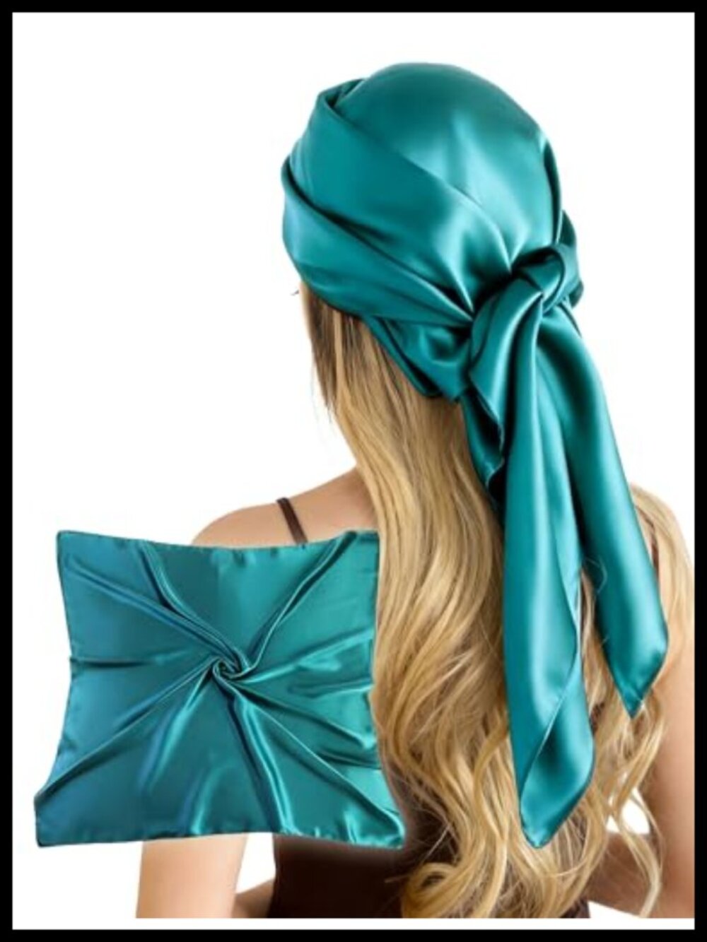 Large 35" Silk Blend Satin Square Scarf Wrap Bandana Headscarf Neck Tie